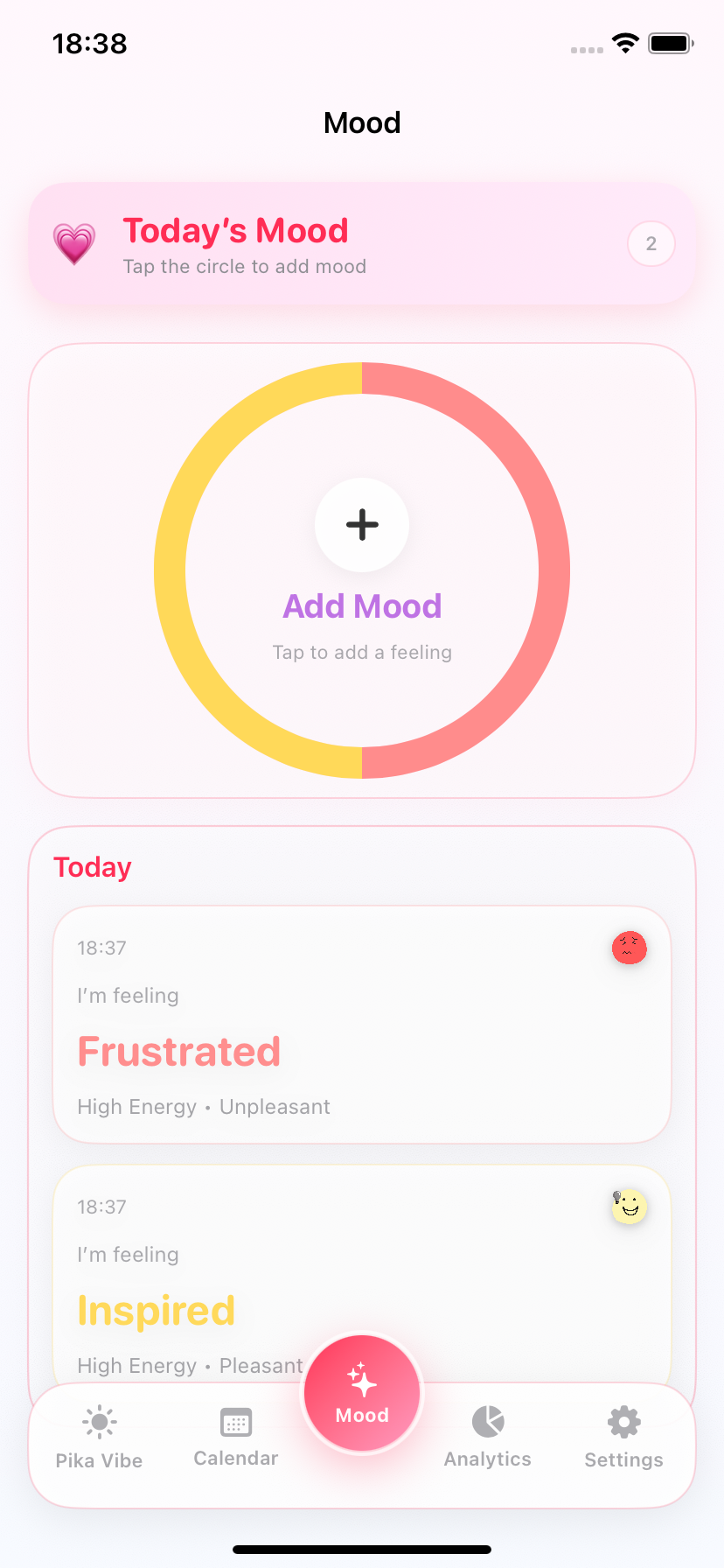 PikaMood mood check-in screen